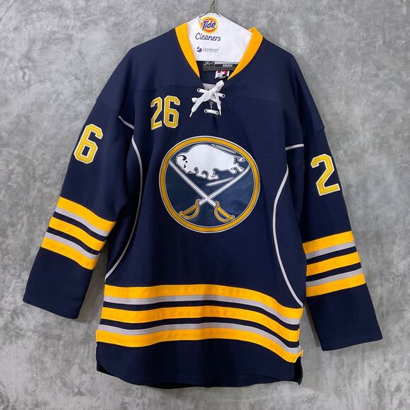 Buffalo Sabres Jersey Mens 50/ US  size 2XL Blue NHL Hockey 26 Fan Hard Reebok - Picture 1 of 10
